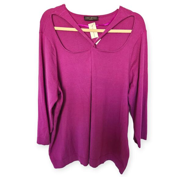 Lane Bryant Women's Purple Knit Sweater with Cutouts Size 26/28 NWT - Picture 1 of 6